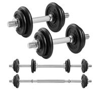 SONGMICS Juego de Mancuernas Ajustables de Hierro Fundido, con Barra Adicional,para Hombres y Mujeres, Entrenamiento de Fitness, Levantamiento de Pesas en el Gimnasio de casa