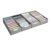 SONGMICS Juego de 4 Organizadores para Cajones de Ropa Interior, para Cómodas PAX de IKEA, Con Divisores, Plegables, Armario, 50 x 22 x 10 cm, para Calcetines, Gris Paloma RUS015G01