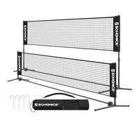 SONGMICS - Juego de Red de bádminton, Tenis, Voleibol Infantil, fácil instalación, Red de Nailon con Postes para Patio Interior y Exterior, 13FT, Negro