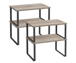 SONGMICS KCS021X02 - Estantería para especias (4 unidades, con marco de metal, 19,5 x 29,7 x 15,8 cm, color negro jaspeado)