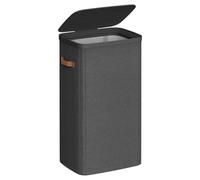 SONGMICS LCB811BH01 - Cesto para la colada (100 L, fácil montaje, con tapa y asas, bolsa de lavandería extraíble, 42 x 32 x 75 cm), color negro