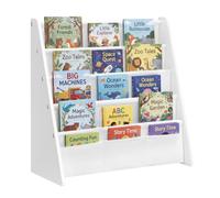 SONGMICS Librería Infantil de 4 Niveles, de Tela Oxford | Estantería para Libros, Organizador Seguro, 62,4 x 25 x 60 cm, Blanco Nube, Colección TEZA GKR079WB01