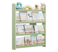 SONGMICS Libreria Infantil, Estante con 4 Niveles, para Libros | Estantería de Pared, para Habitación de Niños, Cuarto de Juegos, Verde Laurel y Natural, Colección TEZA GKR014CE02