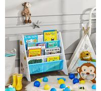 SONGMICS Librería Infantil: Estantería para Libros con Kit Antipunta, Habitación Infantil, Sala de Juegos, guardería, Escuela, 62,5x28x60cm Marfil