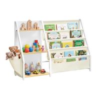 SONGMICS Librería Infantil, Estantería para Niños, 108,5 x 30 x 75 cm | Mueble Organizador de Juguetes y Libros, Estante de Almacenaje para Habitación, Beige Haya y Blanco Crema, GKR024YM01