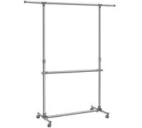 SONGMICS LLR401 Perchero Barra para Colgar Ropa, Color Gris, 113-198 cm