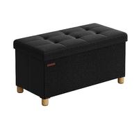 SONGMICS LSF016B11 - Puf, baúl de Almacenamiento, Taburete con reposapiés, Plegable, Banco, 38 x 76 x 40 cm, para Sala de Estar y Dormitorio, Negro