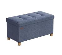 SONGMICS LSF016Q11 - Puf, baúl de Almacenamiento, Taburete con reposapiés, Plegable, Banco, 38 x 76 x 40 cm, para Sala de Estar y Dormitorio, Azul Vaquero Claro