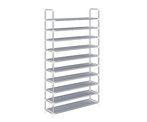 SONGMICS LSR10G Zapatero, Organizador de Zapatos, Color Gris, 10 Niveles