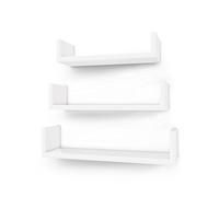 SONGMICS LWS40WT - Juego de 3 estantes de pared modernos, estantes flotantes de tablero DM con acabado de alto brillo y montaje invisible, color blanco