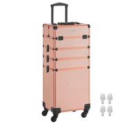 SONGMICS - Maletín de Maquillaje Profesional 3 en 1, maletín cosmético, bloqueable, Ruedas de 360°, para Viajes, manicura, maquillador, peluquería, Champán Dorado, 4-en-1 (79,3H cm), Elegante