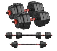 SONGMICS Mancuernas Ajustables 30 kg, Dumbbell Set 3 en 1 con Barra | Juego de Mancuernas Dumbbells para Gimnasio en Casa, para Entrenamiento, Fitness, Levantamiento, Negro Tinta, SYL300B01