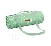 SONGMICS Manta de Picnic, 200 x 200 cm, con 4 Estacas de Suelo, Manta Grande, para Camping, Parque, Jardín, Playa, Impermeable, Lavable a Máquina, Plegable, Motivo de Hojas y Verde Menta GCM010C02