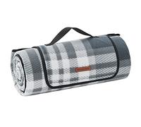 SONGMICS Manta de Picnic, 200 x 200 cm, Manta de Camping Grande, para Parque, Jardín, Exterior, Playa, Impermeable, Plegable, Gris y Blanco GCM61GW