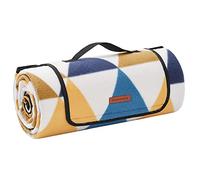 SONGMICS Manta de Picnic, 200 x 200 cm, Manta de Camping Grande, para Parque, Jardín, Exterior, Playa, Impermeable, Plegable, Motivo Ariangular Amarillo y Azul GCM76S
