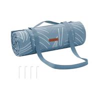 SONGMICS Manta de Picnic, 300 x 200 cm, con 4 Estacas de Suelo, Manta Grande, para Camping, Parque, Jardín, Playa, Impermeable, Lavable a Máquina, Plegable, Motivo de Hojas y Azul Claro GCM310Q03