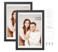 SONGMICS Marco con 6 Fondos, Juego de 2 Marcos de Fotos, Collage de Marco, 4x6, o 4x4, Sin Clavos, 36,5 x 26 cm, Negro Ceniza RPF024B02