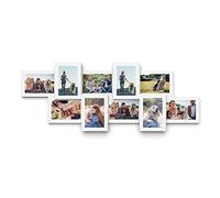 SONGMICS Marco de Fotos Collage para 10 Fotos de 10 x 15 cm, Hecho de Tableros MDF, Montaje en Pared, para Galería de Fotos, Requiere Ensamblaje, Blanco RPF21W