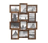 SONGMICS Marco de Fotos Múltiples, 12 Marcos de Fotos Collage para Pared, Marcos de Fotos 10 x 15 cm, Decoración de Pared, Requiere Montaje, Marrón Rústico RPF026X01