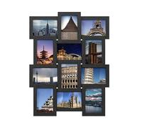 SONGMICS Marco de Fotos Múltiples, 12 Marcos de Fotos Collage para Pared, Marcos de Fotos 10 x 15 cm, Decoración de Pared, Requiere Montaje, Negro Tinta RPF26BK