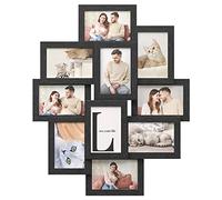 SONGMICS Marco de fotos, para 10 fotos, 10 x 15 cm | Marco para imagen, para ensamblar, protección de plástico PS, marco de MDF, negro, Colección KAVI RPF20BK