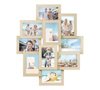 SONGMICS Marco de fotos, para 10 fotos, 10 x 15 cm | Marco para imagen, para ensamblar, protección de plástico PS, Vidrio transparente, Beige Natural, Colección KAVI RPF020N01