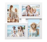 SONGMICS Marco de fotos, para 4 fotos, 10 x 15 cm | Marco para imagen, para ensamblar, protección de plástico PS, Vidrio transparente, blanco mate, Colección KAVI RPF25WT