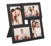 SONGMICS Marco de fotos, para 4 fotos, 30 x 30 cm | Marco para imagen, para ensamblar, protección de plástico PS, Vidrio transparente, Negro Ceniza, Colección KAVI RPF25BK