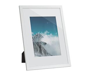 SONGMICS Marco de Fotos, Portafotos, para la Foto de 30,5 x 20,3 cm (sin Forro) y la Foto de 17,8 x 12,7 cm (con Forro), Frente de Cristal, Blanco RPF011W01