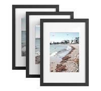 SONGMICS Marcos de Fotos A4, Portafotos de Pared y de Mesa, Tablero MDF, con Clavos sin Rastro, Juego de 3, Negro RPF056BZ01