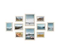 SONGMICS Marcos de fotos, Juego de 10, Protección de Plástico | Dos de 20 x 25 cm, Cuatro de 13 x 18 cm, Cuatro de 10 x 15 cm, PS y MDF, Beige Natural, Colección KAVI RPF310N02