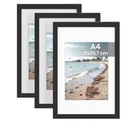SONGMICS Marcos de Fotos, Marcos para Cuadros de Pared, 31,7 x 23 x 1,5 cm | Portafotos, PVC, Juego de 3, Regalo para Madre, Negro, Colección KAVI RPF070BZ01