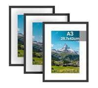 SONGMICS Marcos de Fotos, Marcos para Cuadros de Pared, 44 x 31,7 x 1,5 cm | Portafotos, PVC, Juego de 3, Regalo para Madre, Negro, Colección KAVI RPF071BZ01