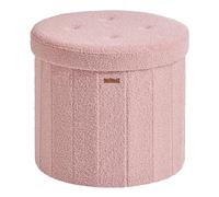 SONGMICS Mazie Colección - Banco Redondo, Taburete Reposapiés Plegable con Tapa Extraíble, Montaje Fácil, Puff de Peluche para Dormitorio, Sala de Estar, Entrada, Rosa Jalea LSF606R01