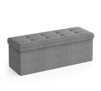 SONGMICS MAZIE Colección - Puff Almacenaje, Banco Plegable, 38 x 110 x 38 cm, Taburete Reposapiés, Pie de Cama, Soporta hasta 300 kg, para Sala de Estar, Dormitorio, Entrada, Gris Claro LSF77G
