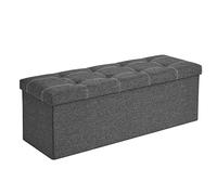 SONGMICS Mazie Colección - Puff Almacenaje, Banco Plegable, 38 x 110 x 38 cm, Taburete Reposapiés, Pie de Cama, Soporta hasta 300 kg, para Sala de Estar, Dormitorio, Entrada, Gris Oscuro LSF077G04
