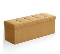 SONGMICS Mazie Colección - Puff Almacenaje, Banco Plegable, 38 x 110 x 38 cm, Taburete Reposapiés, Pie de Cama, Soporta hasta 300 kg, para Sala de Estar, Dormitorio, Entrada, Jengibre LSF077K04