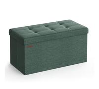 SONGMICS Mazie Colección - Puff Almacenaje, Baúl Plegable, 76 cm Taburete Reposapiés, Banco de Cubo, Soporta hasta 300 kg, para Sala de Estar, Dormitorio, Entrada, Verde Retro LSF047C01