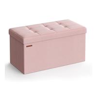 SONGMICS Mazie Colección - Puff Almacenaje, Baúl Plegable, 76 cm Taburete Reposapiés, Banco de Cubo, Soporta hasta 300 kg, para Sala de Estar, Dormitorio, Entrada, Rosa Jalea LSF047R11