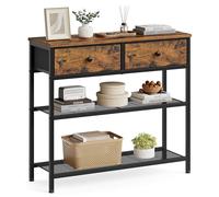 SONGMICS Mesa de Consola, Mesa de Entrada, Mesa Auxiliar | 2 Cajones de Tela, 3 Niveles, 76,7 x 30 x 78,7 cm, Marrón Rústico, para Entrada, Salón, Colección BELLAH LGS075K101