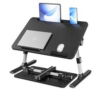 SONGMICS Mesa para Ordenador Portátil, Ajustable, Plegable, 60 x 40 x 25 cm | Bandeja de Cama, Escritorio de Regazo, para Sofá y Dormitorio, Tinta negra, Colección ISLAND LLD118B101