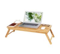 SONGMICS Mesa para Ordenador Portátil, para Uso con Mano Izquierda o Derecha, Soporte de Regazo de Bambú, 72 x 35 x (21-29) cm LLD004