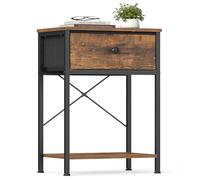 SONGMICS Mesita de Noche, con Cajón de Tela, 39,6 x 30 x 60,4 cm | Mesa Auxiliar, Marco de Acero, Estante Abierto, para Dormitorio, Salón, Marrón Rústico, Colección BELLAH LGS101K101