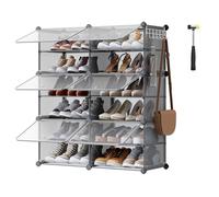 SONGMICS Mueble Zapatero Plástico, 6 Compartimentos para 24 Pares de Zapatos, con Puertas, Estructura de Acero y Estantes de Plástico, Armario para Dormitorio, Gris Pizarra y Transparente LPC033G01