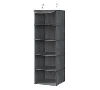 SONGMICS Organizador Armario, Bolsa Colgante de Armario, Plegable, Ahorro de Espacio, con Ganchos Metálicos, Refuerzo de Bambú, Patrón de Lino, Gris RYCH06G