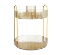 SONGMICS Organizador de Cosméticos Giratorio, 2 Niveles, Separable | Organizador de Maquillaje Redondo, Baño, Dormitorio, Dorado, Colección GLORA JKA012A01