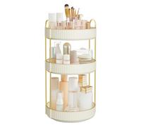 SONGMICS Organizador de Cosméticos Giratorio, Soporte de Maquillaje Redondo de 3 Niveles, Separable, para Baño, Dormitorio, Blanco Nube JKA011W01