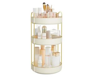 SONGMICS Organizador de Cosméticos Giratorio, Soporte de Maquillaje Redondo de 3 Niveles, Separable, para Baño, Dormitorio, Blanco Nube JKA011W01