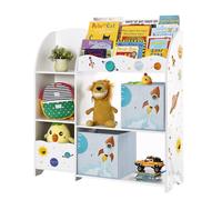 SONGMICS Organizador de Juguetes y Libros para Niños, Estantería de Almacenamiento Multifuncional con 2 Cajas, Gran Capacidad, Tema Universal, para Dormitorio, Salón, Blanco GKR42WT