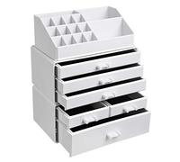 SONGMICS Organizador de Maquillaje Acrílico Grande, Caja de Cosméticos Apilable con 6 Cajones, para Paleta, Cepillo, Base de Maquillaje, Lápiz Labial, Esmalte de uñas, Blanco JKA009WT